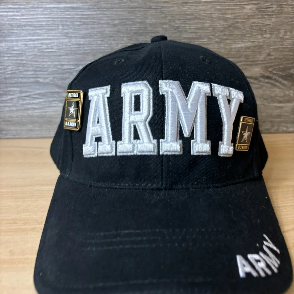 Army Hat Cap Strap Back Black United States Army Strong Adjustable